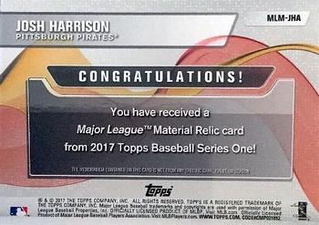 2017 Topps - Major League Material Relics #MLM-JHA Josh Harrison Back