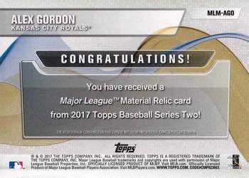 2017 Topps - Major League Material Relics #MLM-AGO Alex Gordon Back