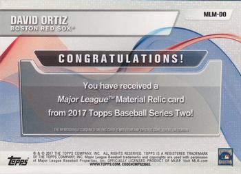 2017 Topps - Major League Material Relics Red #MLM-DO David Ortiz Back