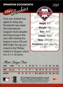 2001 Donruss The Rookies #R51 Brandon Duckworth Back