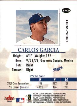 2001 Fleer Authority #143 Carlos Garcia Back