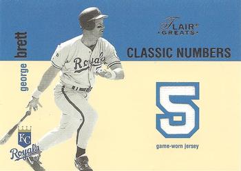 2003 Flair Greats - Classic Numbers Game Used Dual #NNO George Brett / Nolan Ryan Front