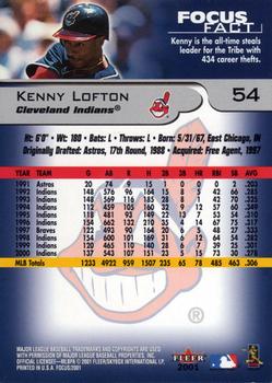 2001 Fleer Focus #54 Kenny Lofton Back