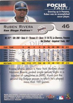 2001 Fleer Focus #46 Ruben Rivera Back