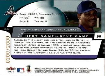 2001 Fleer Game Time #99 Junior Spivey Back