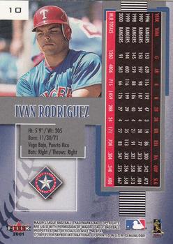 2001 Fleer Genuine #10 Ivan Rodriguez Back