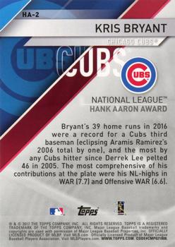 2017 Topps - MLB Awards Blue #HA-2 Kris Bryant Back