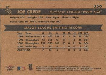 2001 Fleer Tradition #356 Joe Crede Back