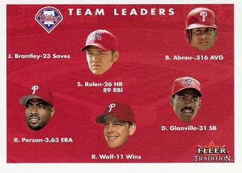 2001 Fleer Tradition #424 Scott Rolen / Bobby Abreu / Doug Glanville / Randy Wolf / Robert Person Front