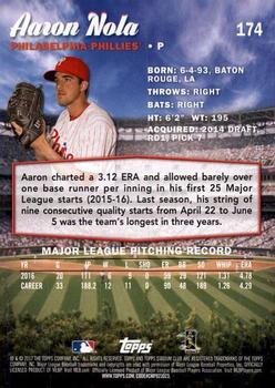 2017 Stadium Club #174 Aaron Nola Back