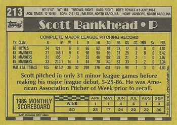 1990 Topps #213 Scott Bankhead Back