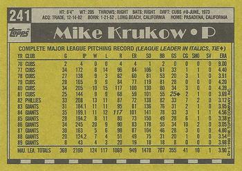 1990 Topps #241 Mike Krukow Back