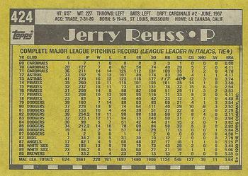 1990 Topps #424 Jerry Reuss Back