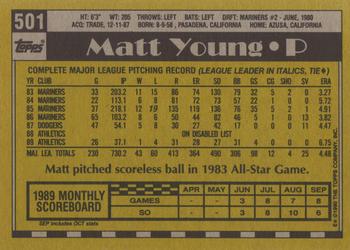 1990 Topps #501 Matt Young Back