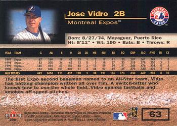 2001 Fleer Triple Crown #63 Jose Vidro Back