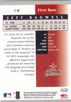 2001 Leaf Certified Materials #10 Jeff Bagwell Back