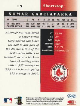 2001 Leaf Certified Materials #17 Nomar Garciaparra Back