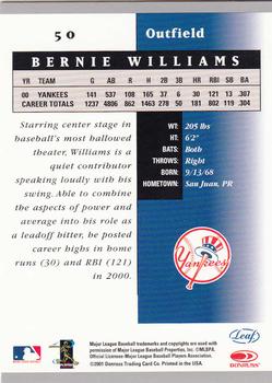 2001 Leaf Certified Materials #50 Bernie Williams Back