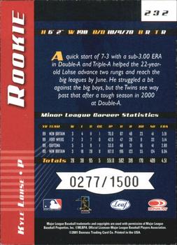 2001 Leaf Limited #232 Kyle Lohse Back