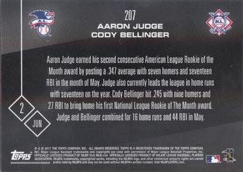 2017 Topps Now #207 Aaron Judge / Cody Bellinger Back