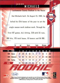 2001 Leaf Rookies & Stars #140 Jason Michaels Back