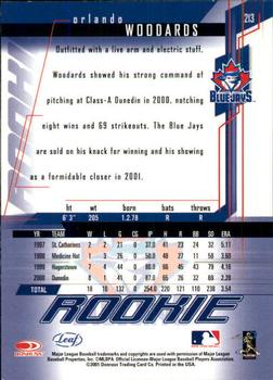 2001 Leaf Rookies & Stars #213 Orlando Woodards Back