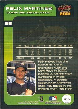 2001 Pacific #416 Felix Martinez Back