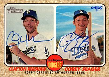2017 Topps Heritage - Real One Dual Autographs #RODA-KS Corey Seager / Clayton Kershaw Front