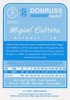 2017 Donruss - Cyan Back #93b Miguel Cabrera Back