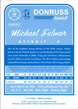 2017 Donruss - Cyan Back #96b Michael Fulmer Back