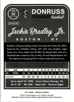 2017 Donruss - Career Stat Line #62 Jackie Bradley Jr. Back