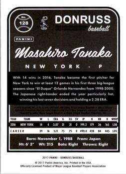 2017 Donruss - Career Stat Line #128 Masahiro Tanaka Back