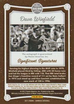 2017 Donruss - Significant Signatures Purple #SIG-DW Dave Winfield Back