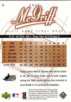 2001 SP Game Bat #11 Fred McGriff Back