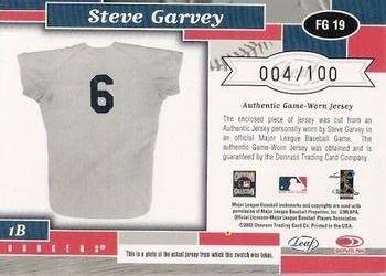 2002 Leaf Certified - Fabric of the Game Base #FG 19 Steve Garvey Back