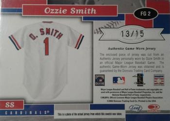 2002 Leaf Certified - Fabric of the Game Position #FG 2 Ozzie Smith Back