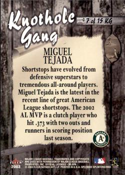 2003 Fleer Splendid Splinters - Knothole Gang #7KG Miguel Tejada Back