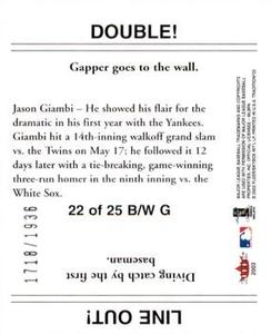 2003 Fleer Tradition - Black/White Goudey #22 B/W G Jason Giambi Back