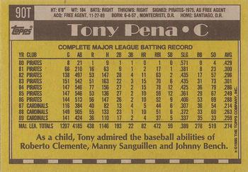 1990 Topps Traded - Gray Card Stock (Pack Version) #90T Tony Pena Back