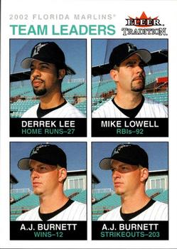 2003 Fleer Tradition Update - 2003 Fleer Tradition Glossy #12 Derrek Lee / Mike Lowell / A.J. Burnett  Front