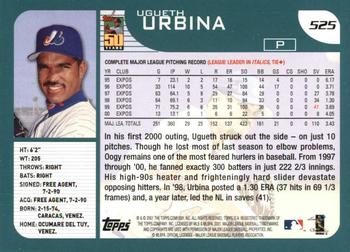 2001 Topps #525 Ugueth Urbina Back