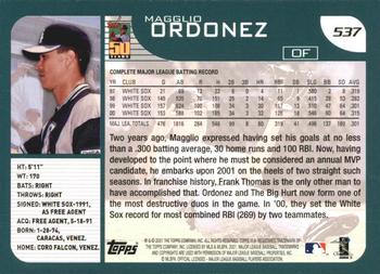 2001 Topps #537 Magglio Ordonez Back