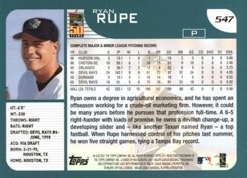 2001 Topps #547 Ryan Rupe Back