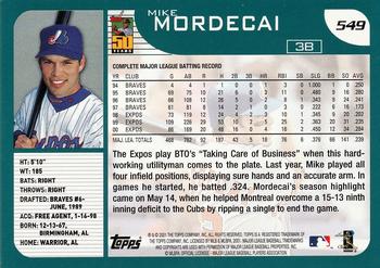 2001 Topps #549 Mike Mordecai Back