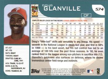 2001 Topps #574 Doug Glanville Back