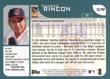 2001 Topps #578 Ricardo Rincon Back