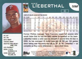 2001 Topps #592 Mike Lieberthal Back