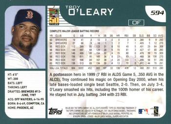 2001 Topps #594 Troy O'Leary Back