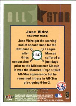 2003 Fleer Tradition Update - Glossy #U247 Jose Vidro Back