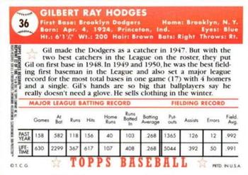 2001 Topps Archives Reserve #32 Gil Hodges Back